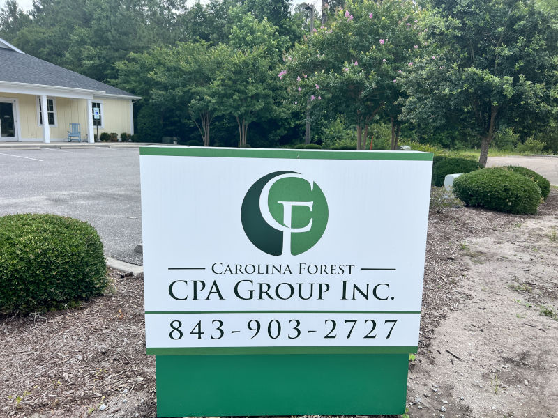 Carolina Forest CPA local business office entrance sign